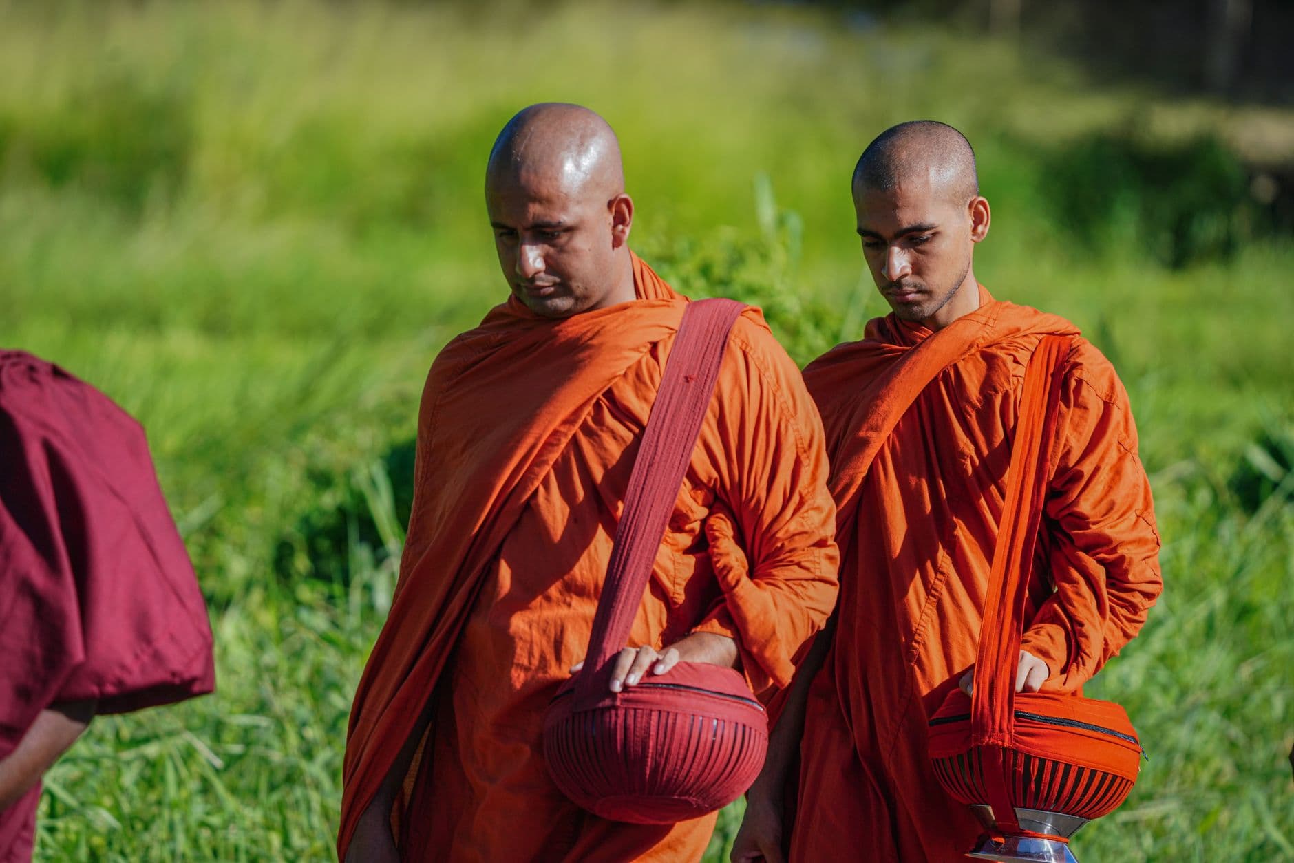 Monks walking the sacred grounds at Anuradhapura